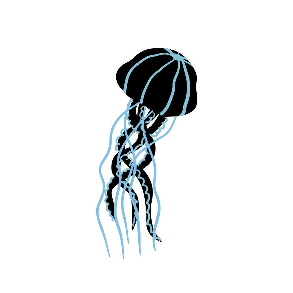 Medusa vector ilustración aislado en blanco antecedentes. mar vida dibujo.