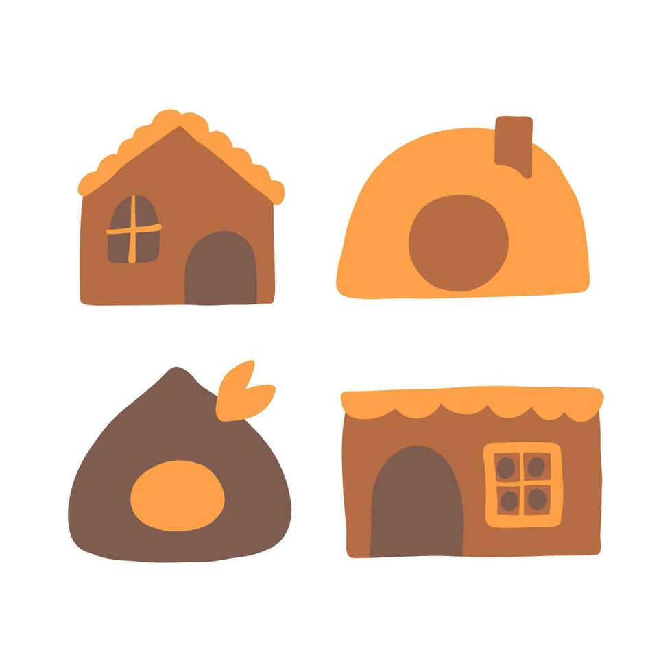 estampado casas vector ilustración colocar. sencillo animal casas mascota Tienda productos aislado en blanco antecedentes.