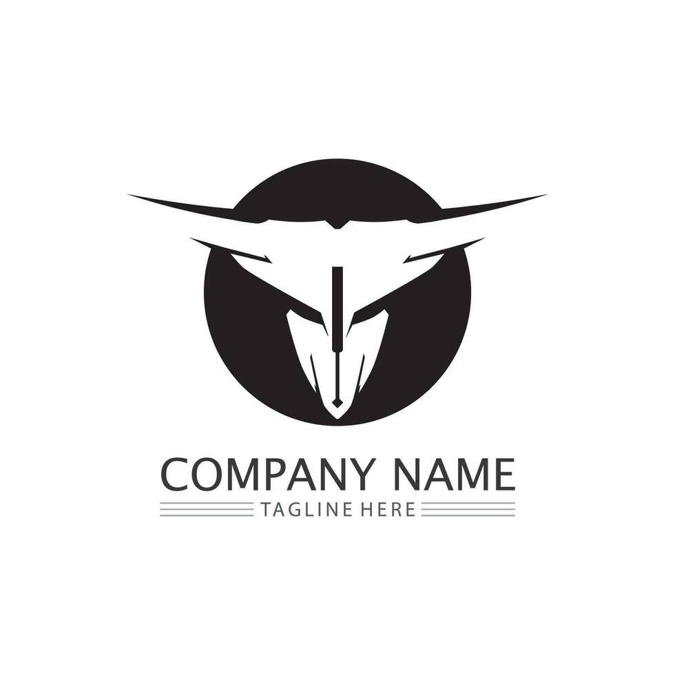 Abstract shield bull logo, horn badges logo icon vector