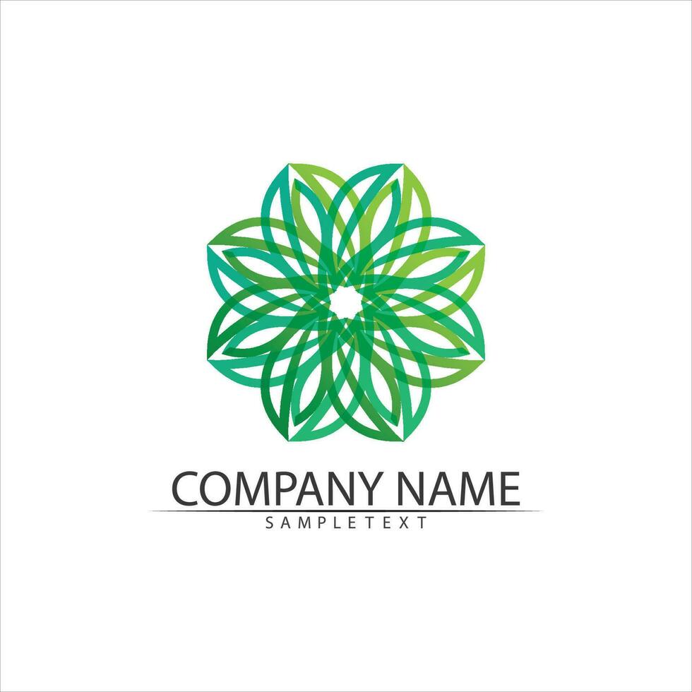 Tree leaf vector and green logo design friendly concept