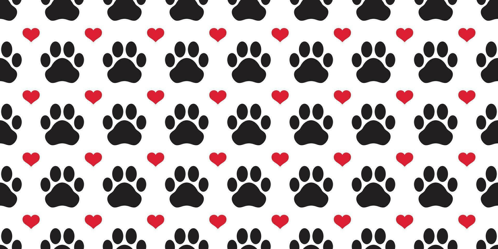 Dog Paw seamless pattern vector footprint heart valentine puppy cat tile background repeat wallpaper scarf isolated cartoon illustration