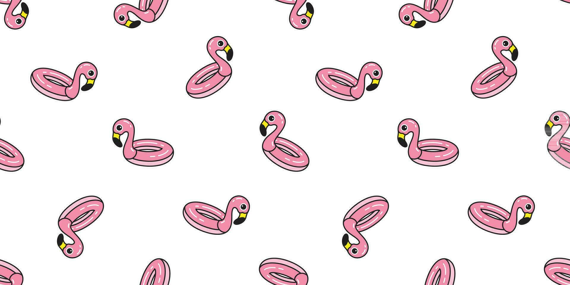 Flamingo seamless pattern vector swimming ring pool pink Flamingos exotic bird tropical summer repeat wallpaper scarf isolated tile background cartoon illustration