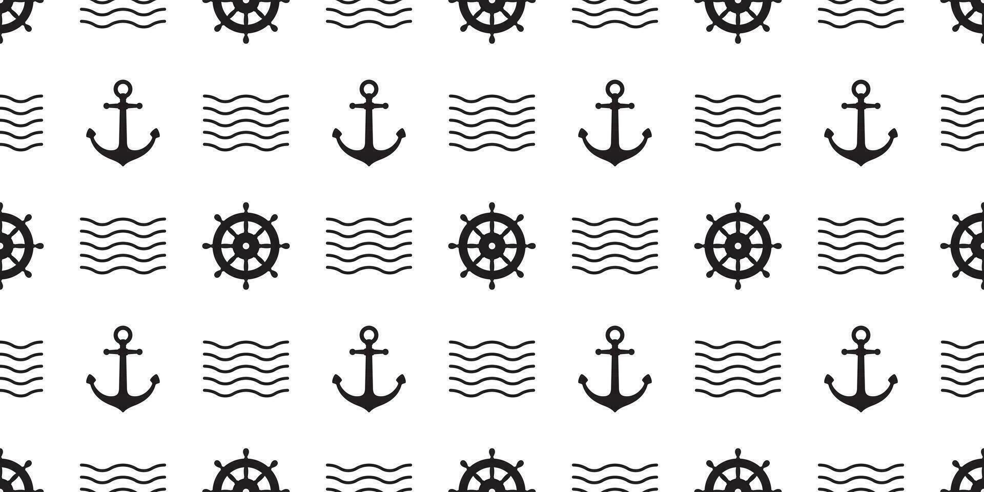 anchor Seamless Pattern vector helm boat pirate nautical maritime wave tropical summer beach ocean tile background scarf isolated repeat wallpaper