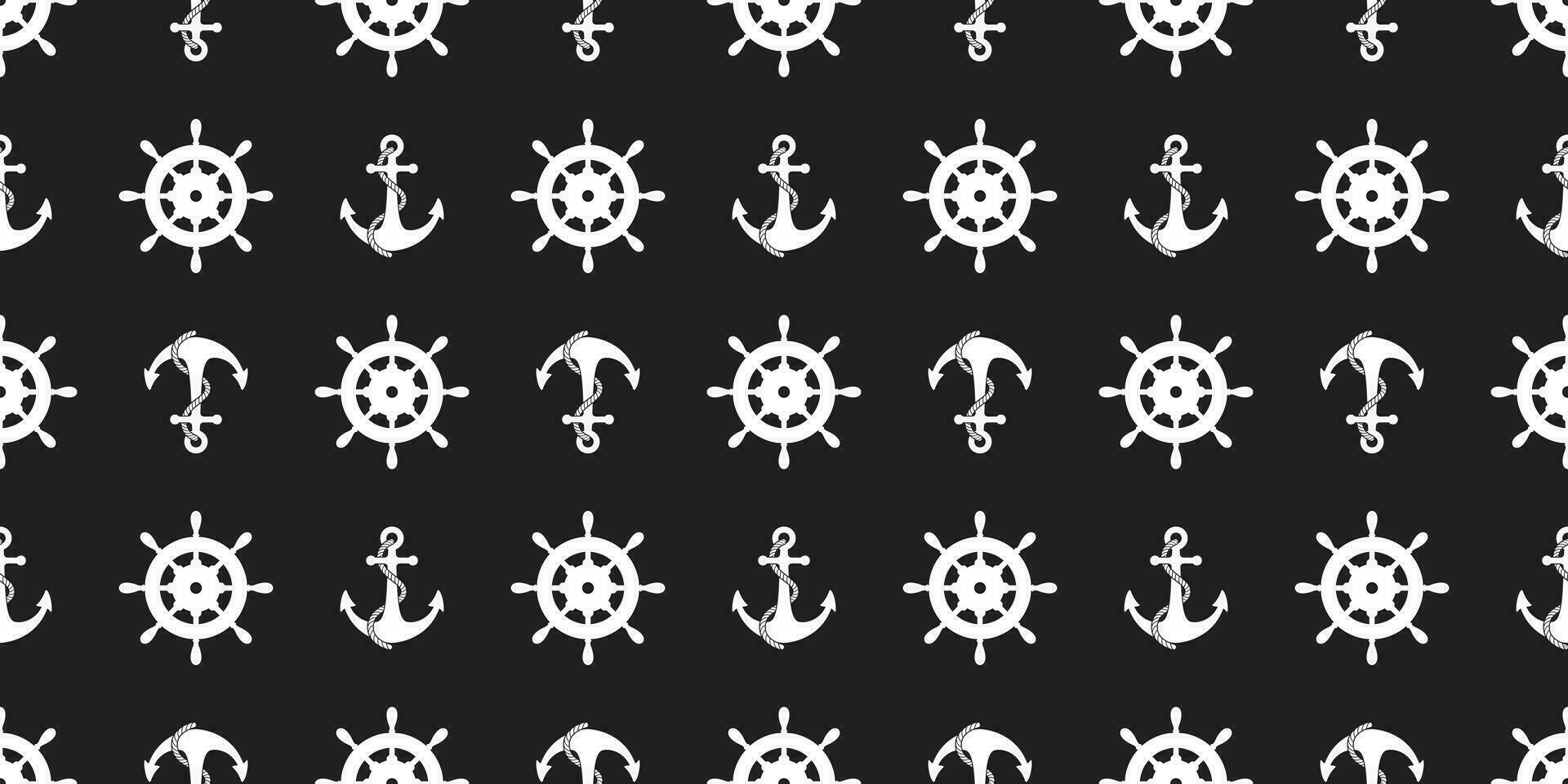 anchor helm seamless pattern vector maritime nautical boat sea ocean wallpaper isolated black