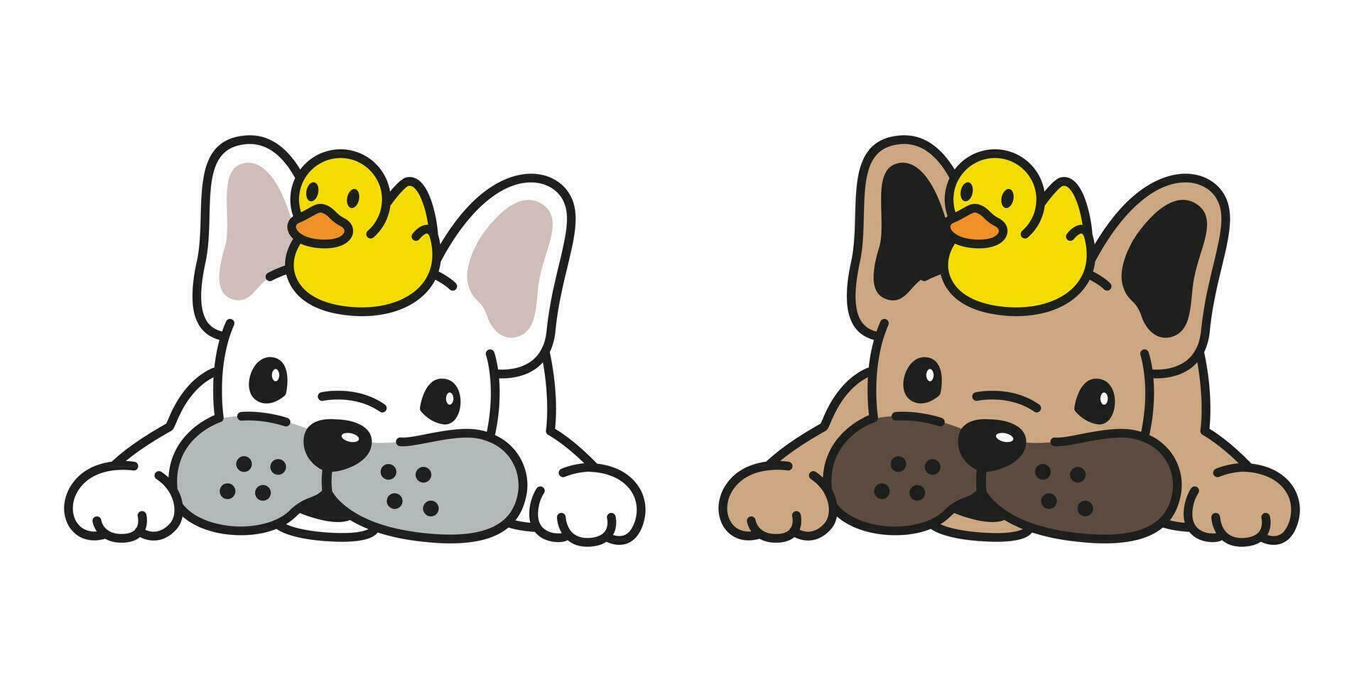 perro vector francés buldog Pato caucho icono dibujos animados personaje perrito logo ilustración garabatear