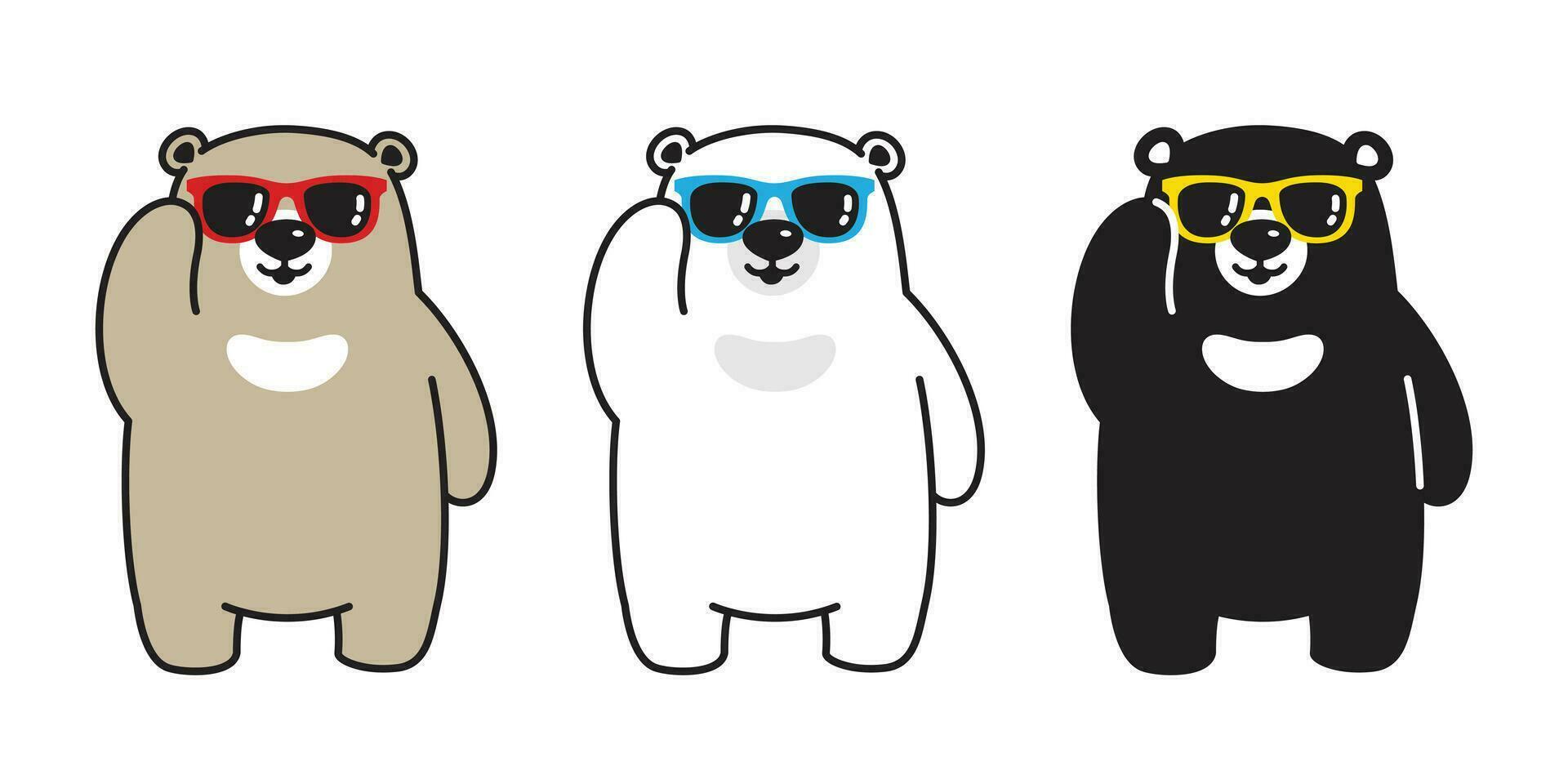 oso vector polar oso Gafas de sol dibujos animados personaje icono logo ilustración garabatear