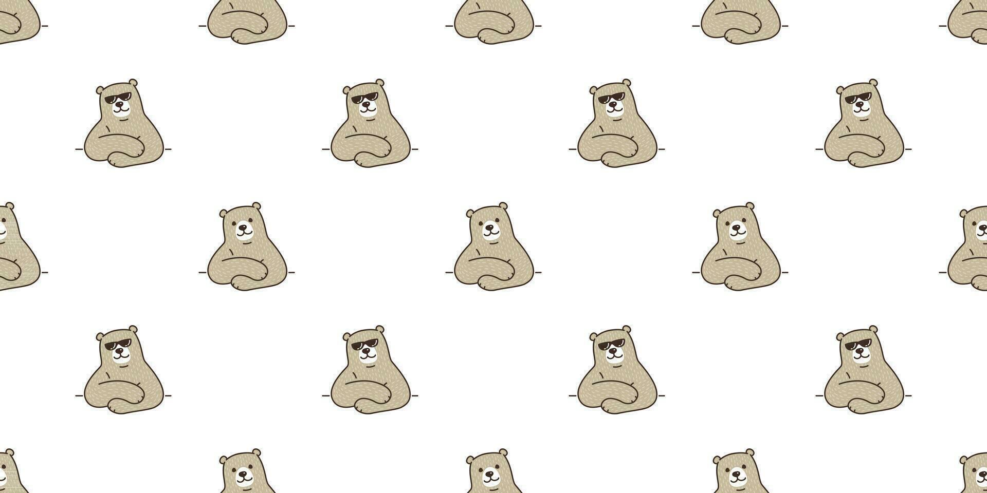 bear seamless pattern polar bear vector panda teddy sunglasses repeat background isolated wallpaper