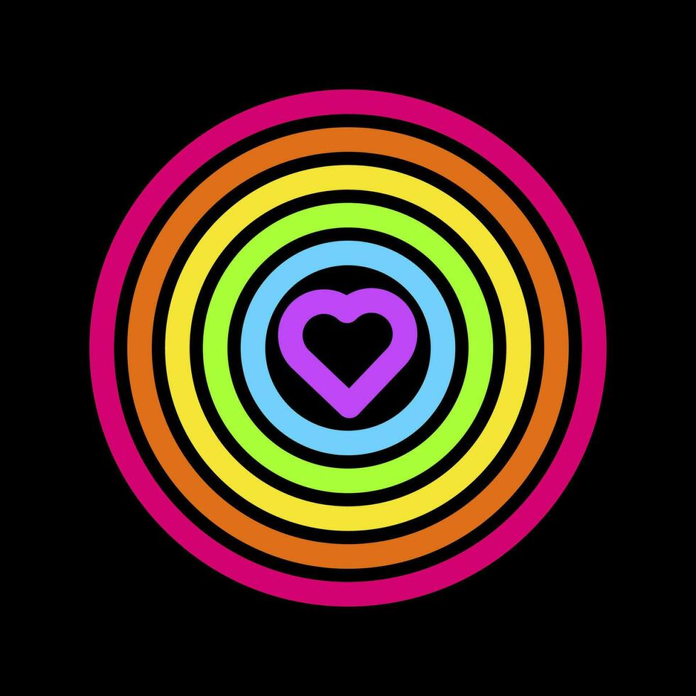 Neon Rainbow Heart Radiating Light Pride Icon vector