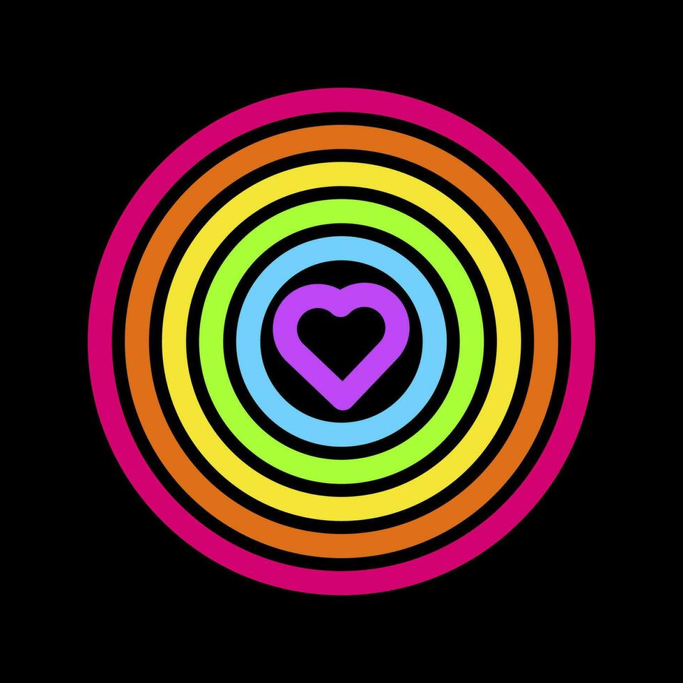 Neon Rainbow Heart Radiating Light Pride Icon vector