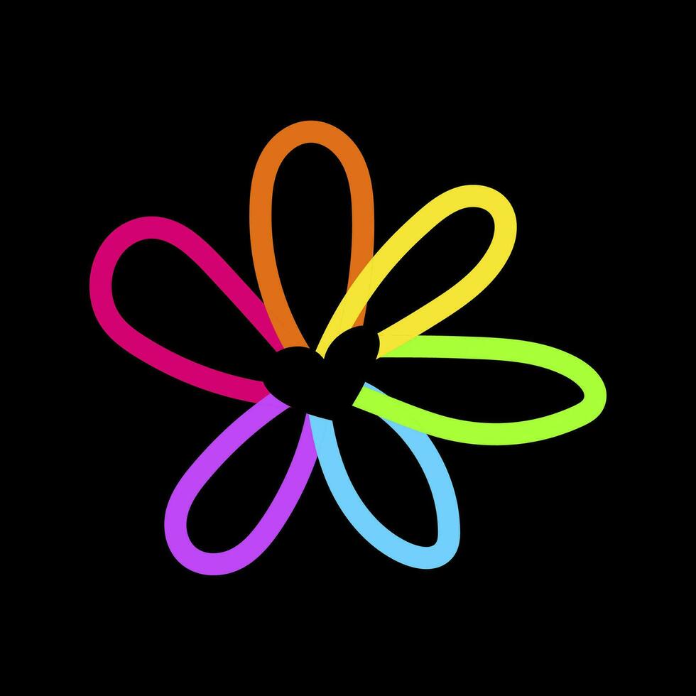 Neon Rainbow Chamomile Flower Pride Party Icon vector