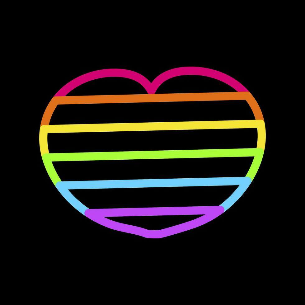 Neon Rainbow Big Heart Pride Party Icon vector