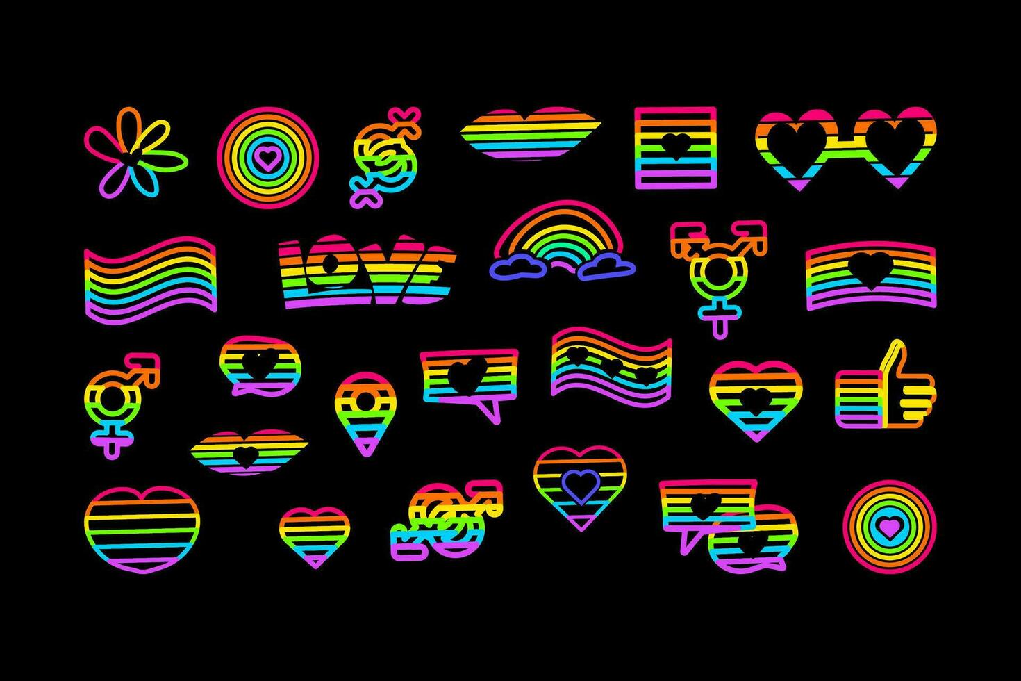 Neon Pride Icon Set vector