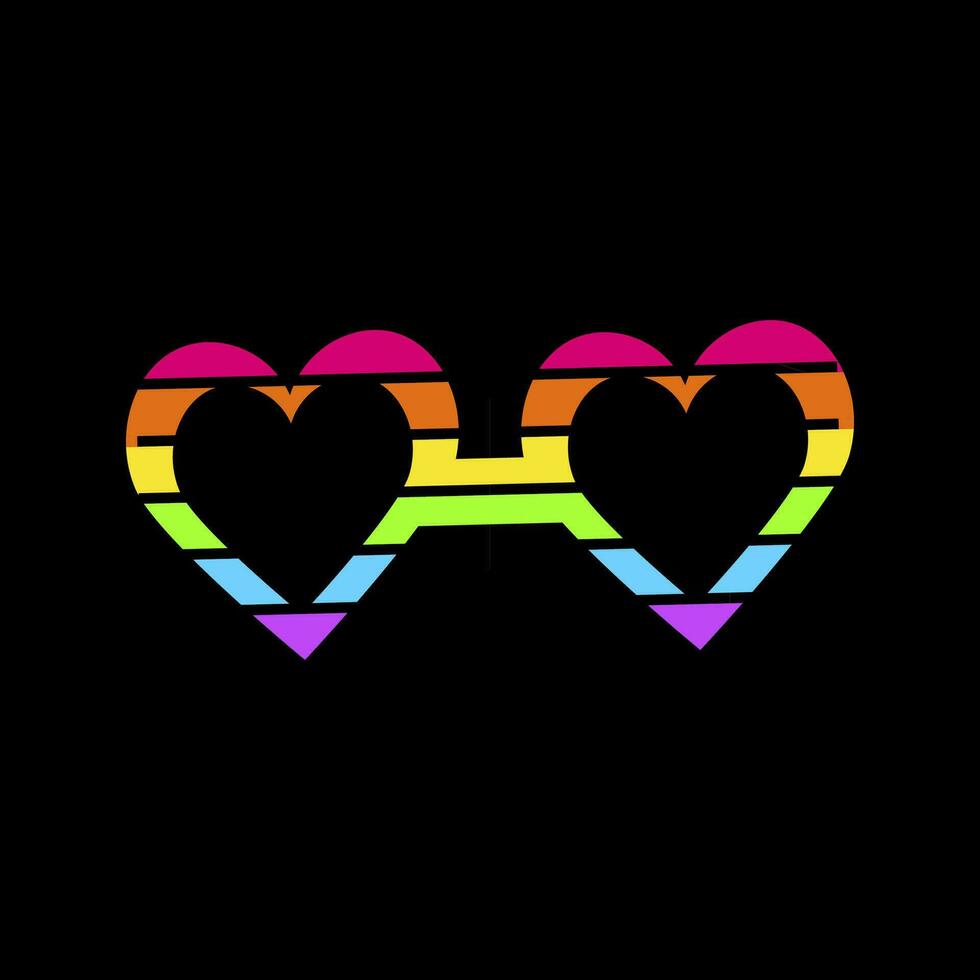 Neon Rainbow Heart Shaped Glasses Pride Party Icon vector