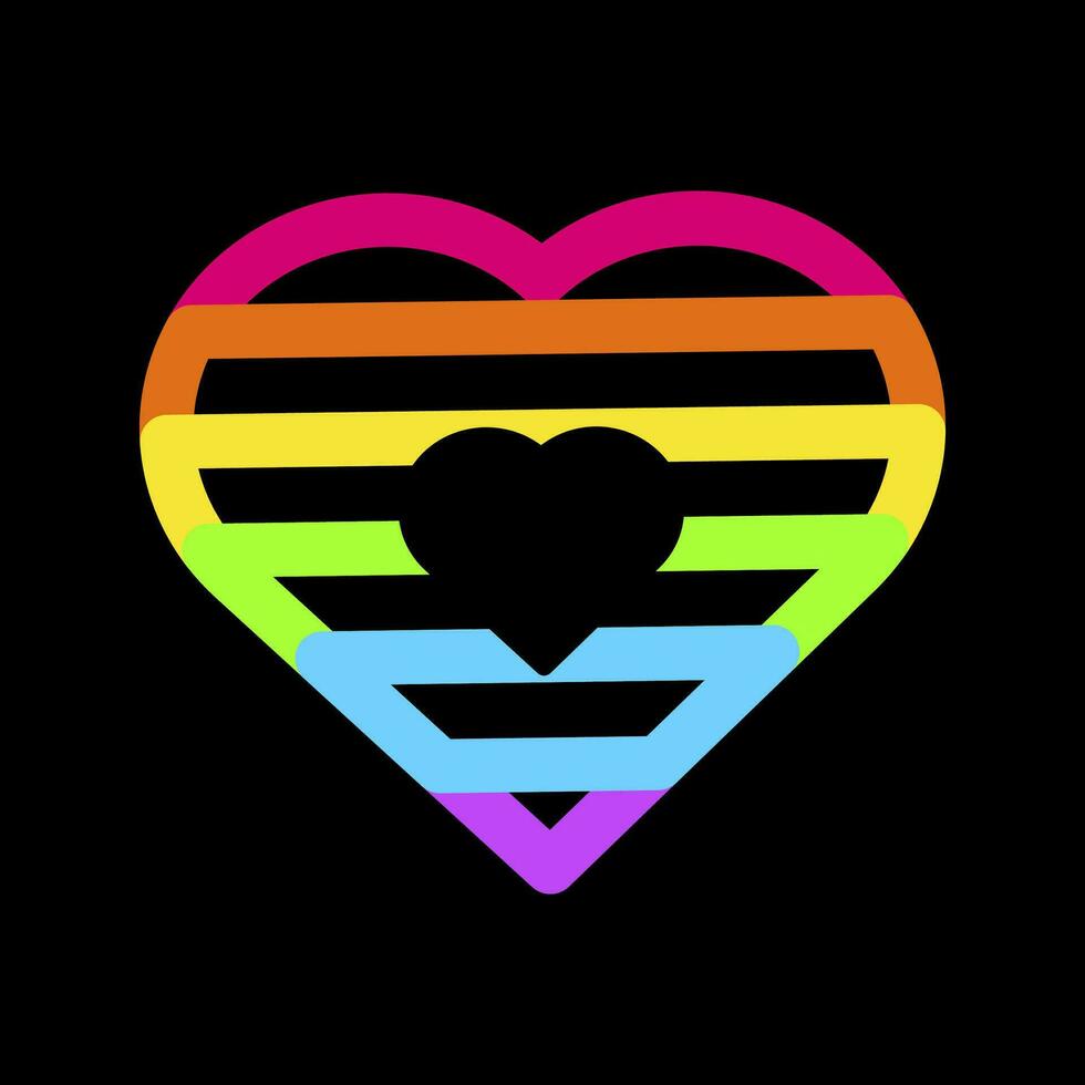 Neon Rainbow Double Heart Pride Party Icon vector