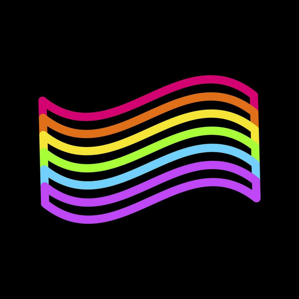 Neon Rainbow Waving Flag Pride Party Icon vector