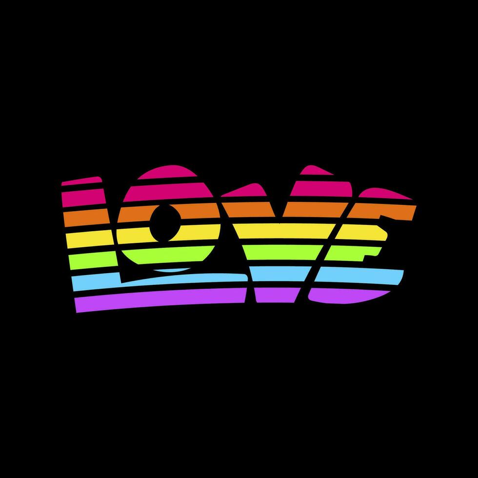 Neon Rainbow Love Inscription Pride Party Icon vector