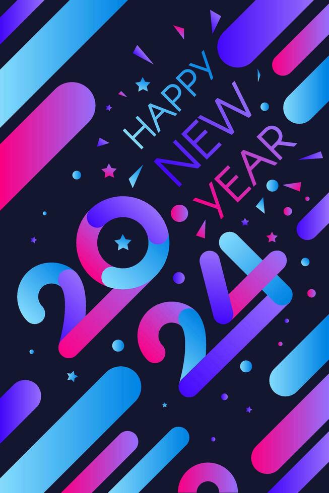 Modern Happy New 2024 Year Dark Angle Template vector