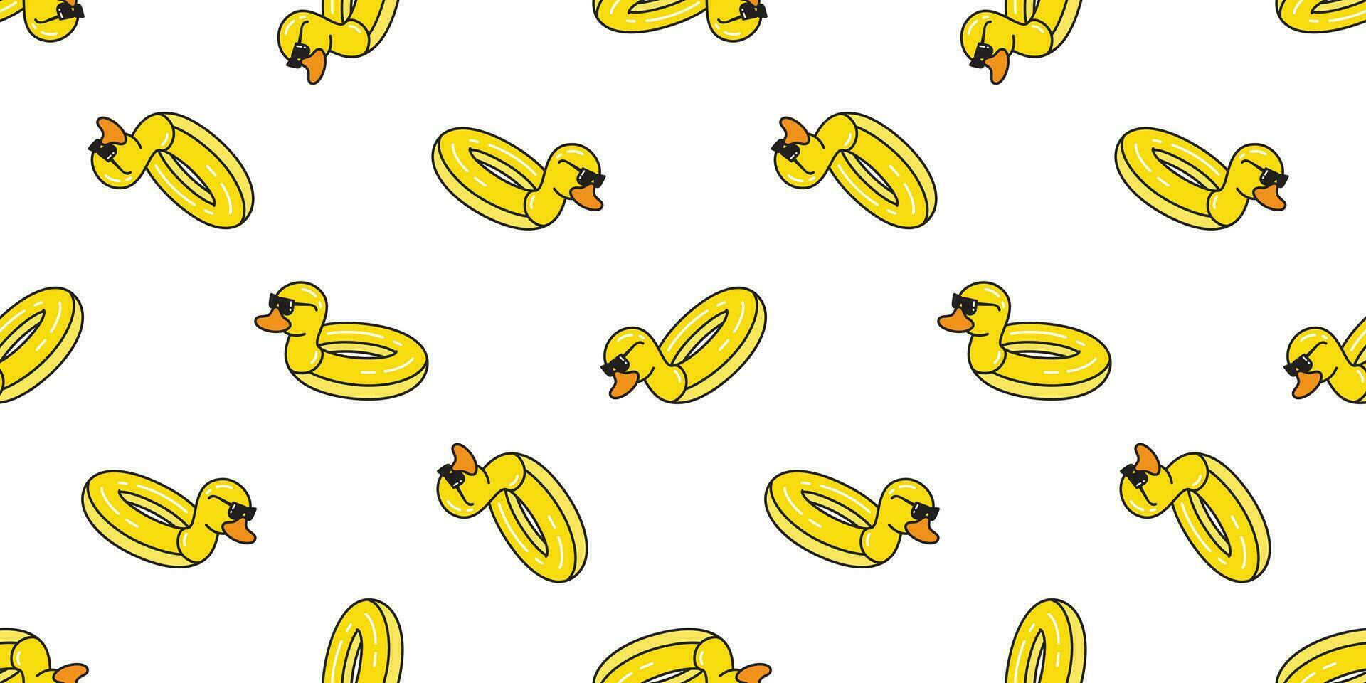 duck seamless pattern vector swimming ring pool duck rubber Flamingos summer repeat wallpaper scarf isolated tile background cartoon illustration