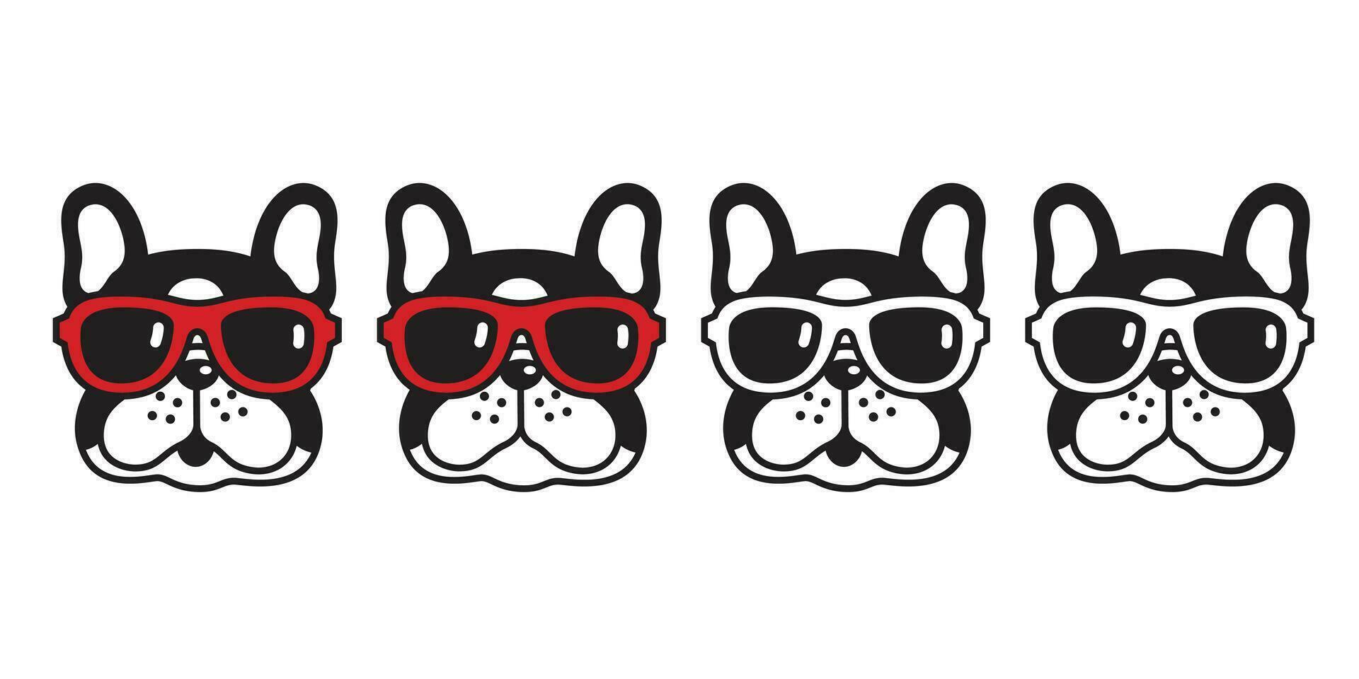 perro vector francés buldog Gafas de sol icono dibujos animados personaje perrito logo ilustración garabatear