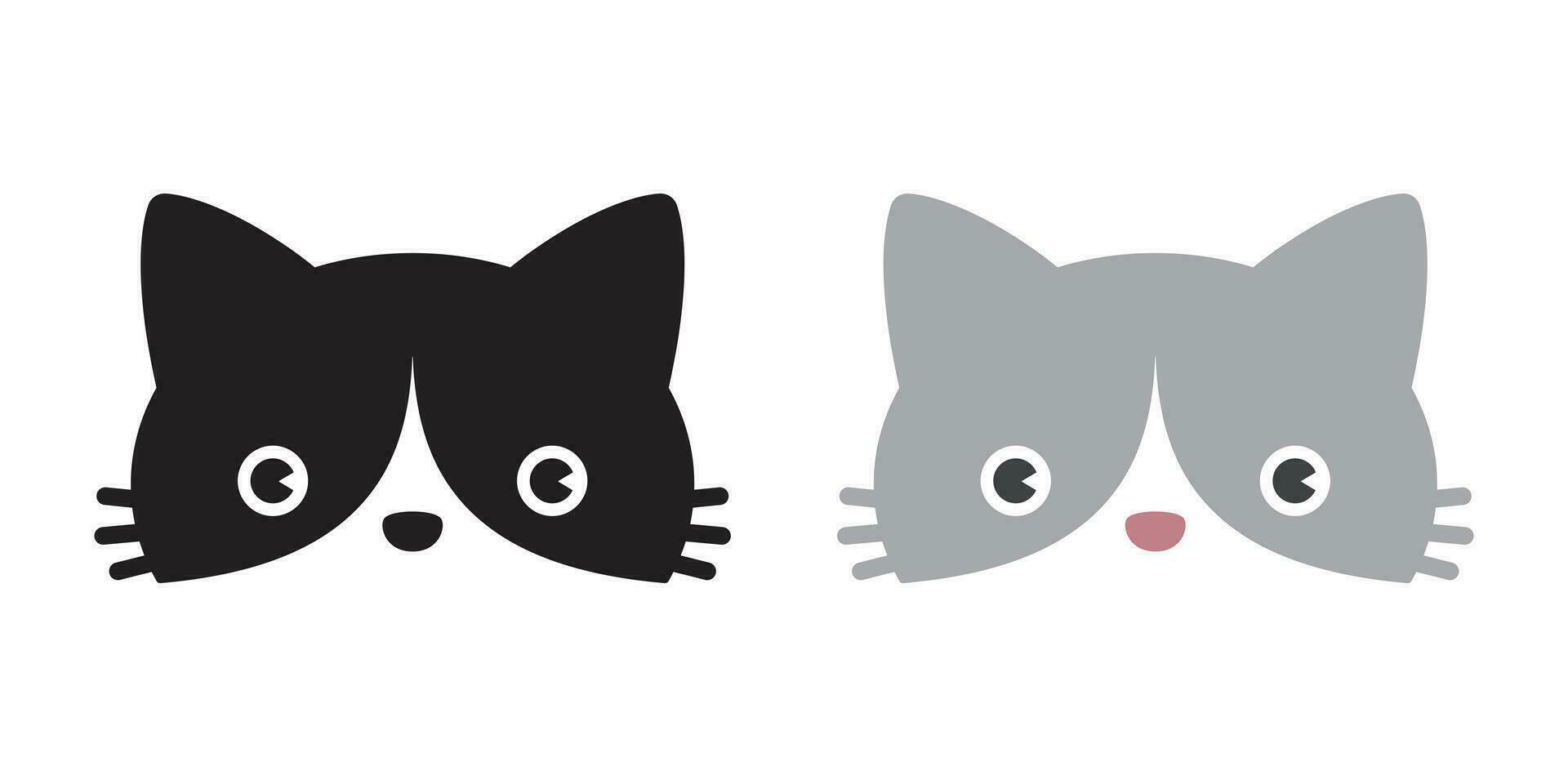 cat vector head icon logo kitten calico cartoon character illustration