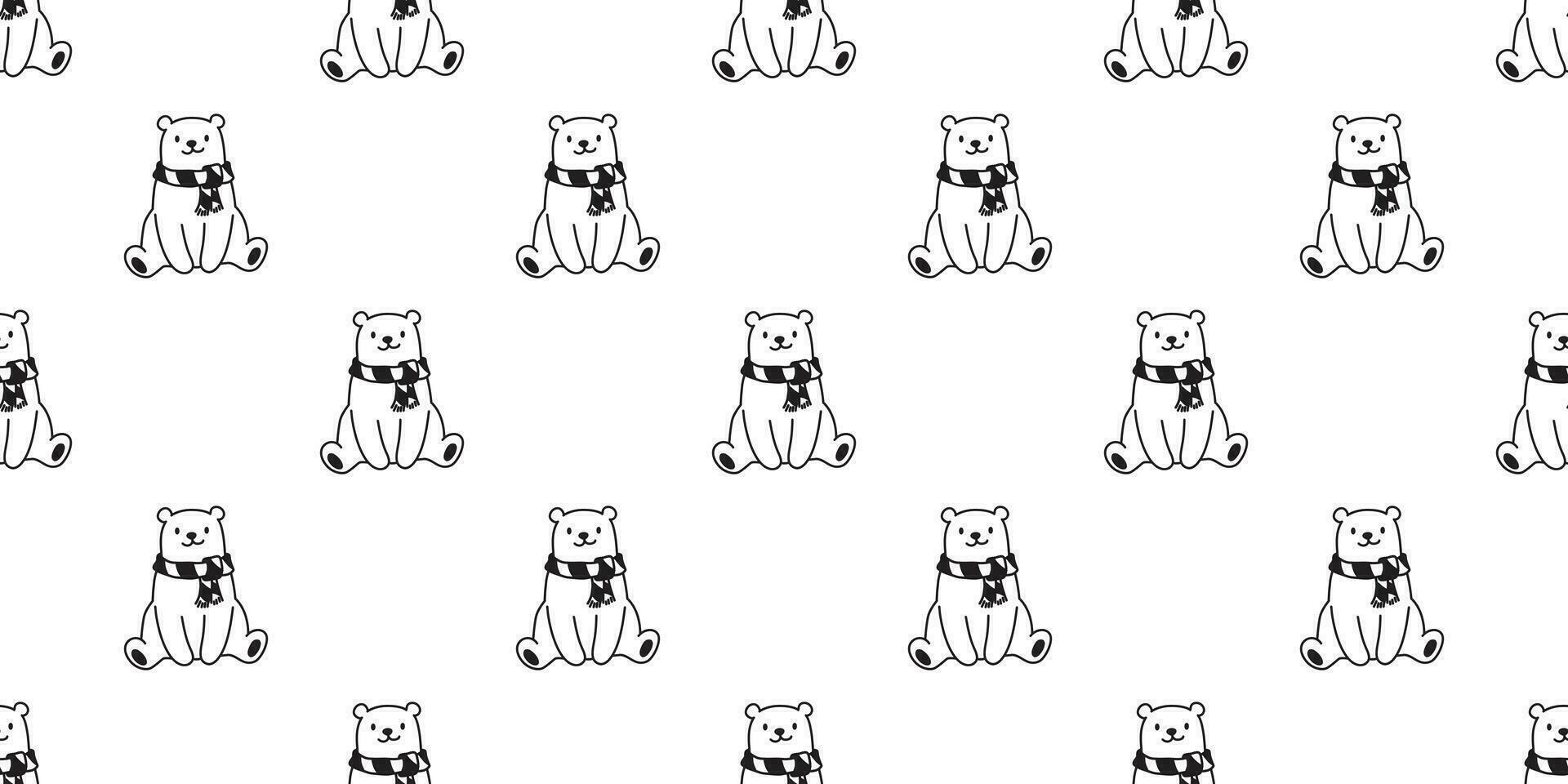bear seamless pattern polar bear vector scarf teddy panda repeat background isolated wallpaper