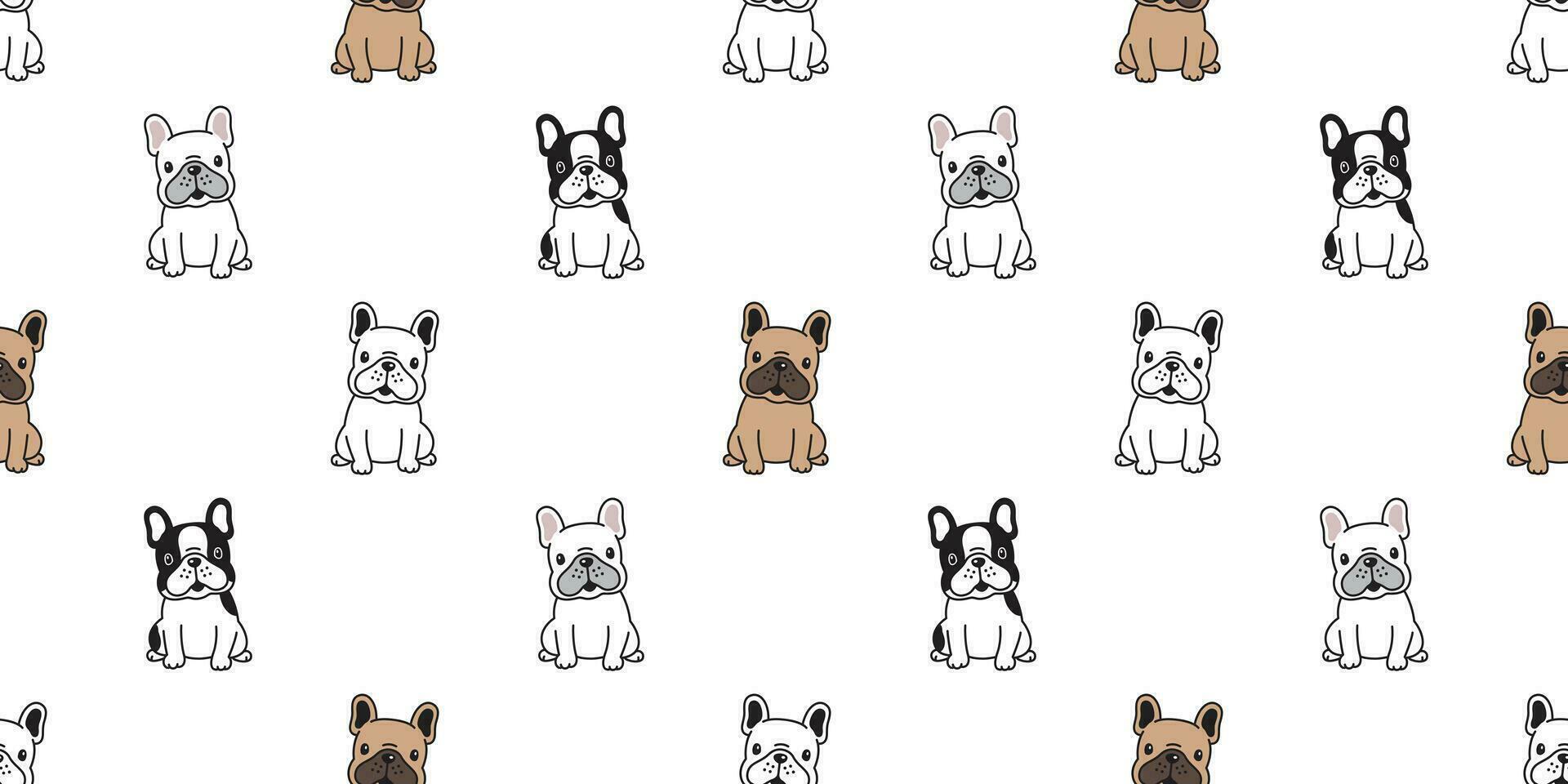 dog seamless pattern vector french bulldog sitting dog breed paw cartoon scarf isolated tile background repeat wallpaper illustration