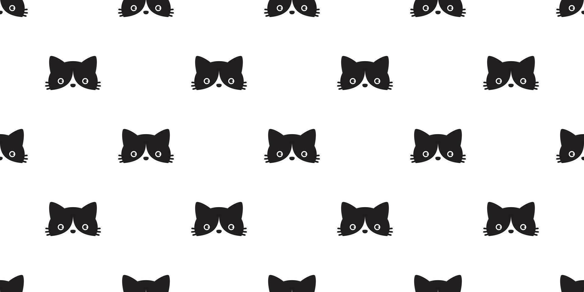 gato sin costura modelo vector cabeza calicó negro gatito bufanda aislado repetir fondo de pantalla dibujos animados loseta antecedentes ilustración