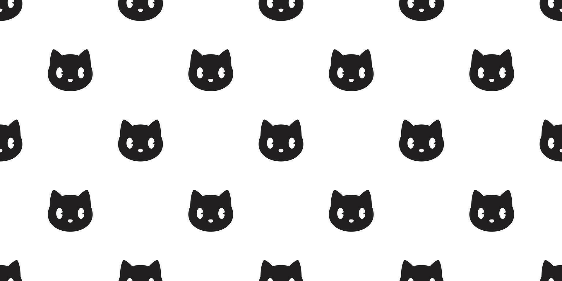 cat seamless pattern vector head calico black kitten isolated repeat wallpaper cartoon tile background illustration