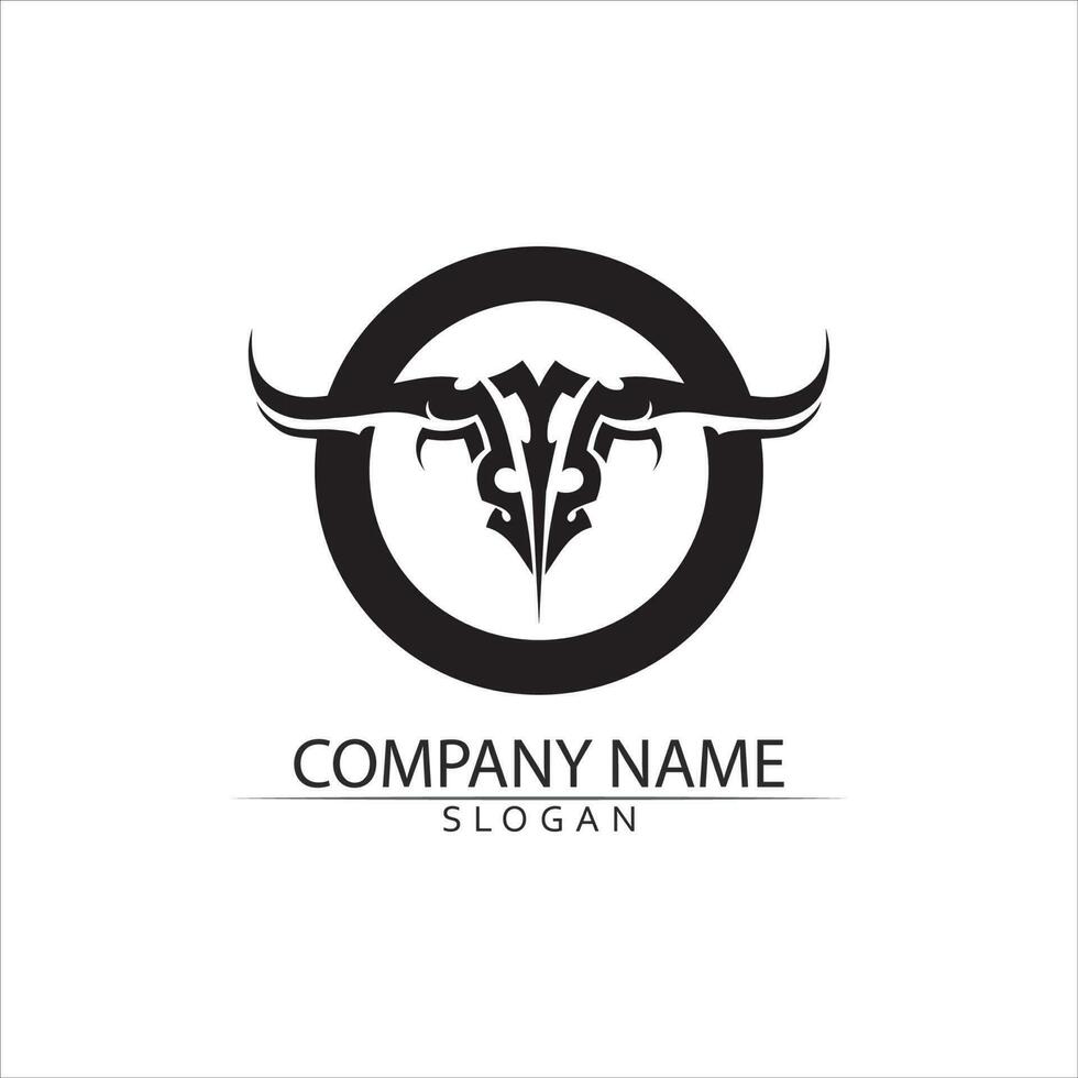 Bull horn and buffalo logo and symbols template icons app vector