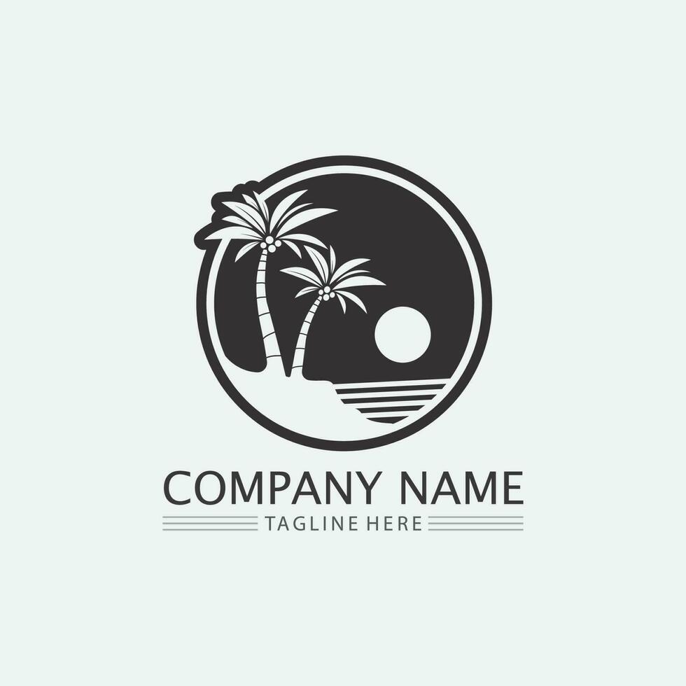 Palm tree summer logo template vector