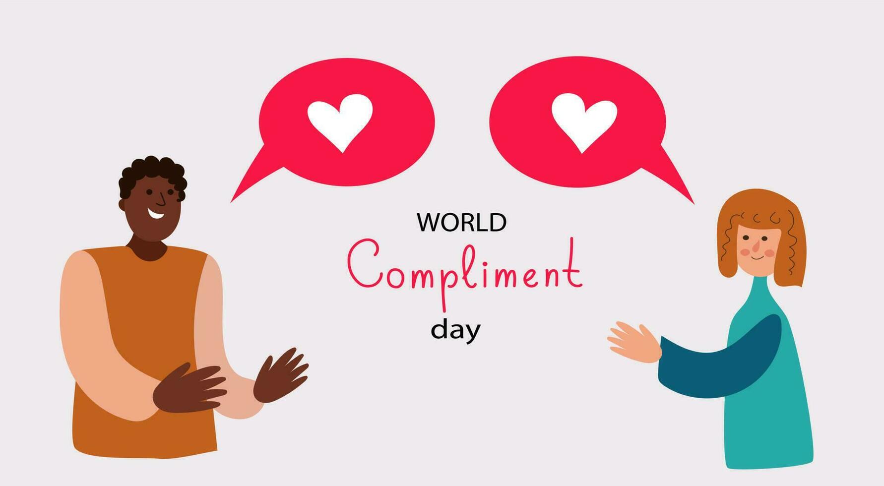 People exchange positive emotions and messages, compliment day vector