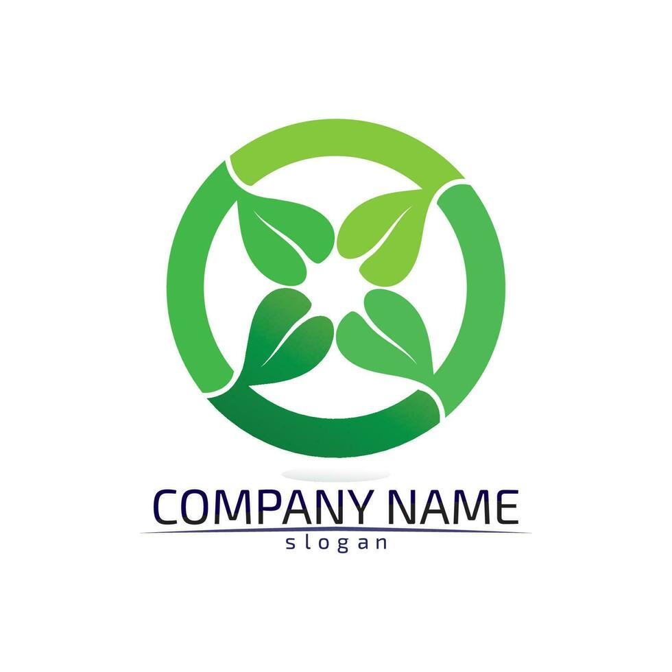 Tree leaf vector design eco friendly concept logo