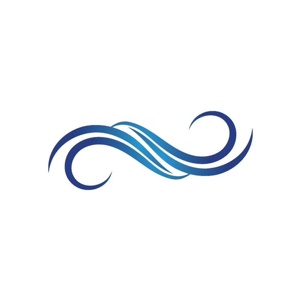 Logotipo de la playa de olas y aplicación de iconos de plantilla de símbolos azules vector