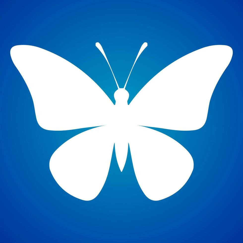 Butterfly icon white isolated on blue background. Vector illustration.