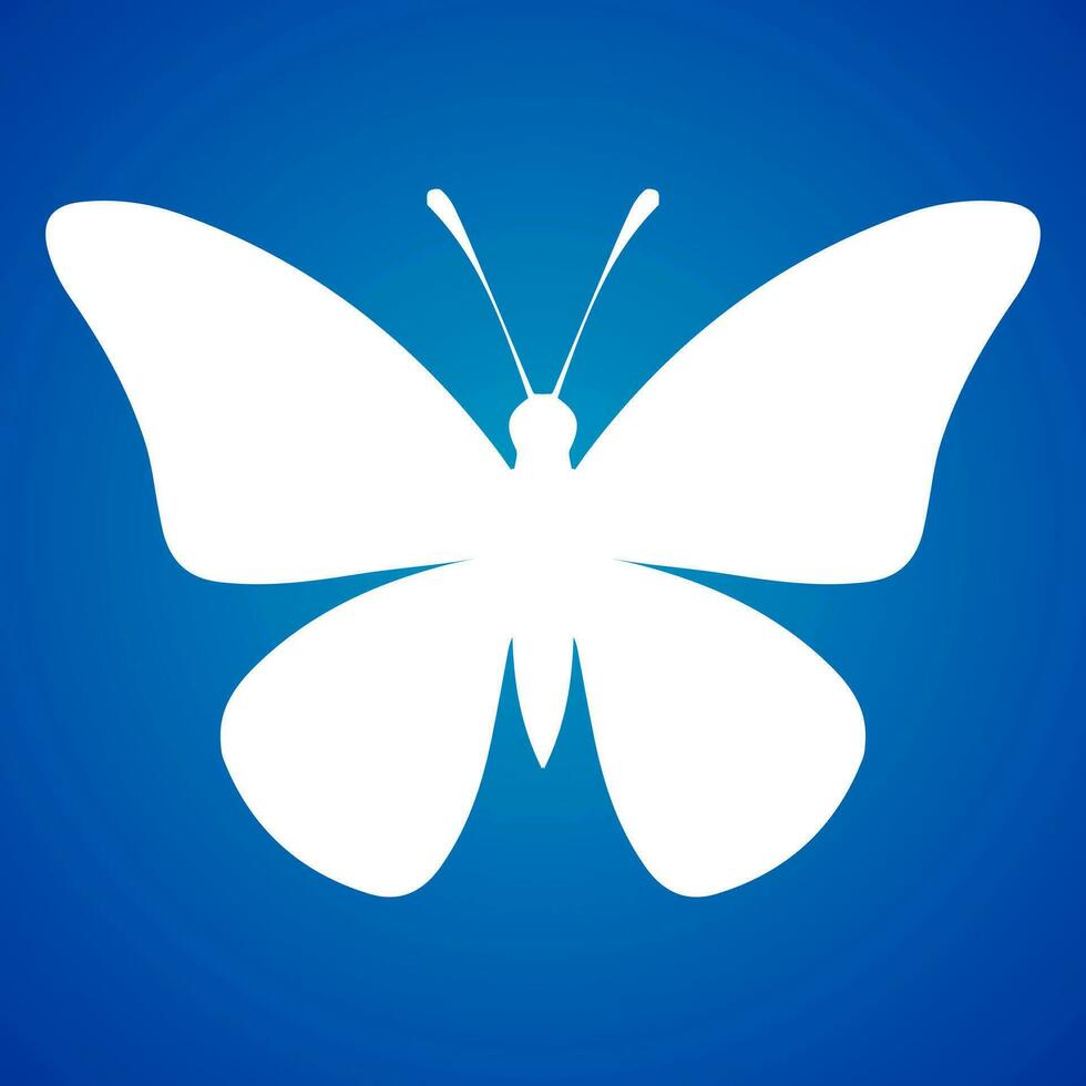 Butterfly icon white isolated on blue background. Vector illustration.