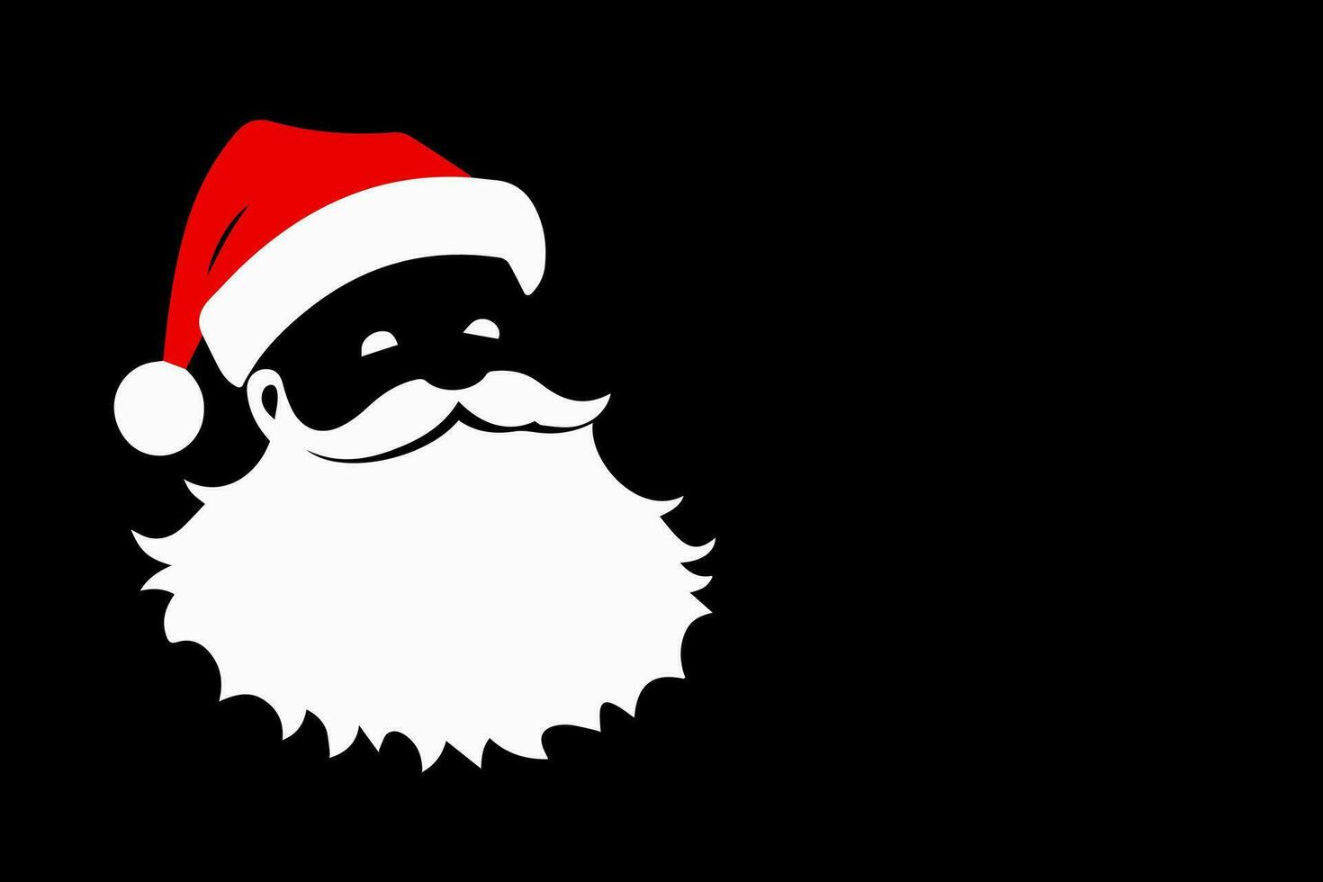 Papa Noel claus con barba y Bigote en negro antecedentes. vector ilustración.