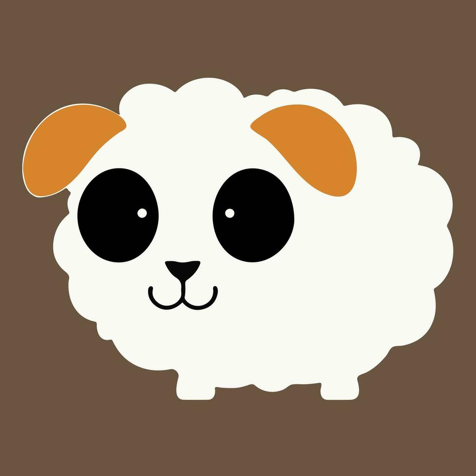 Cute cartoon sheep. Vector illustration for your design. Isolated on brown background.