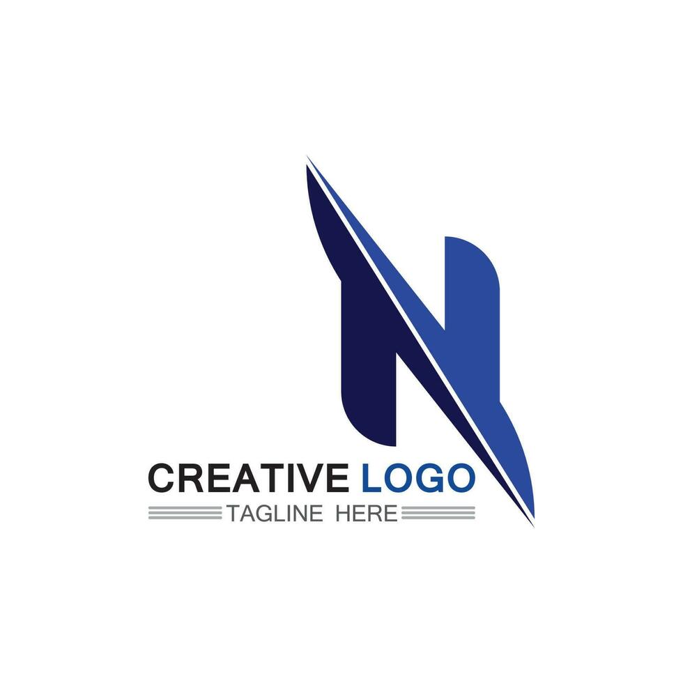 N logo font company logo business and letter initial N design vector and letter for logo