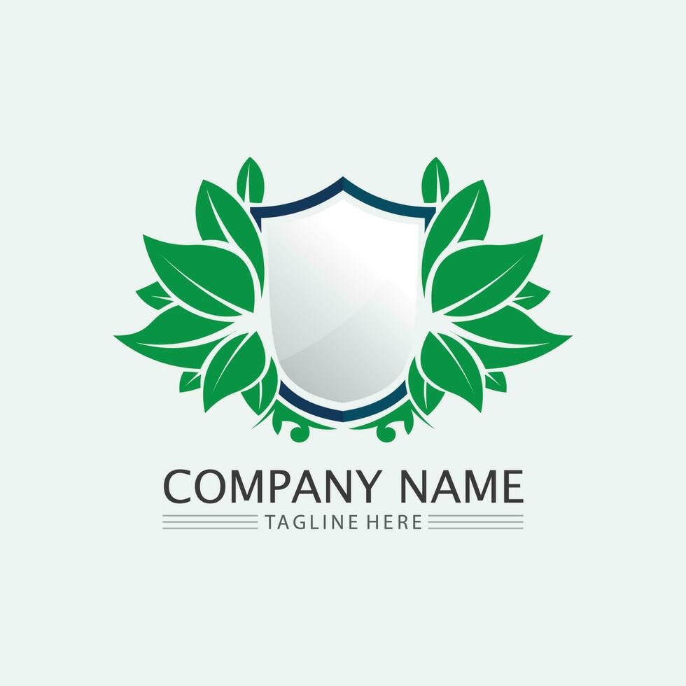 Tree leaf vector and green logo design friendly concept