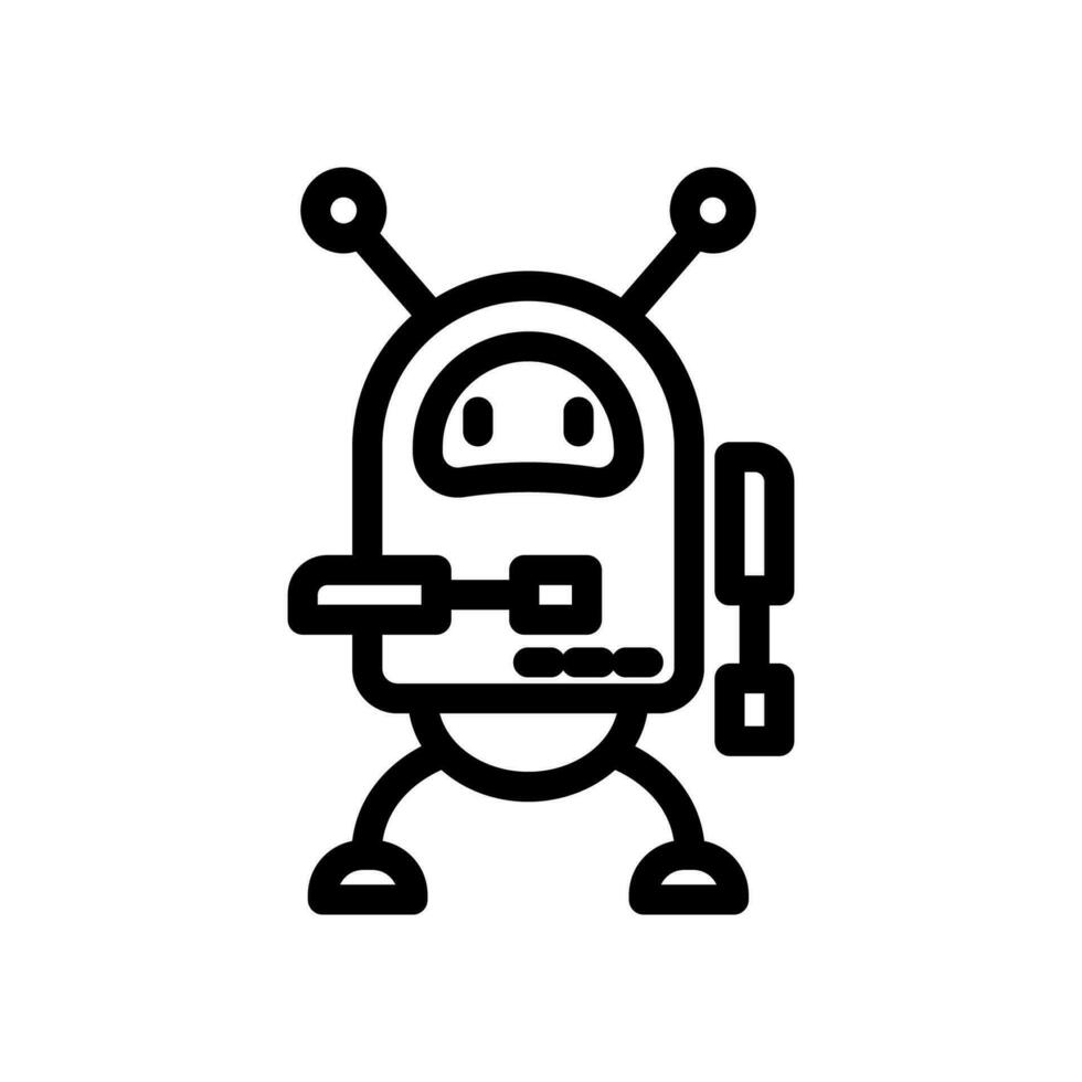 Robot icon in trendy line style design. Vector graphic illustration. Robot symbol for website, logo, app and interface design. Black icon