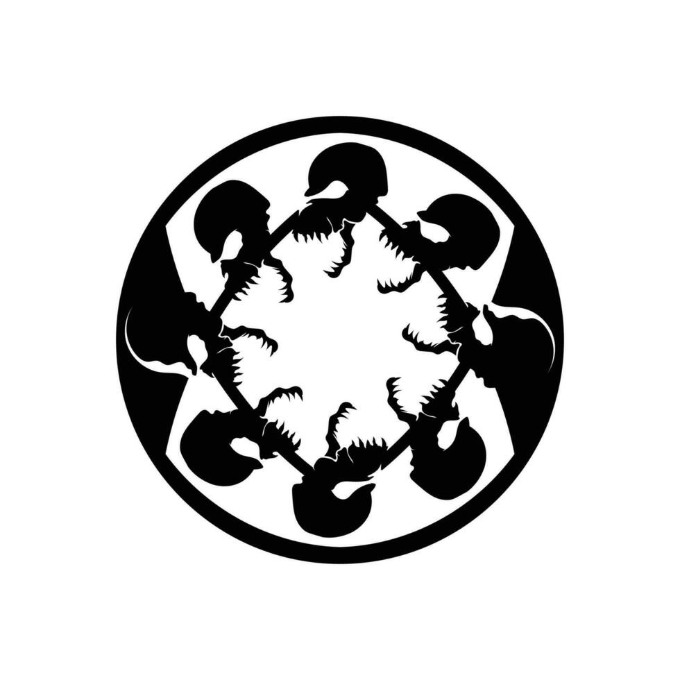Crossbones death skull, danger or poison flat icon for apps and websites vector
