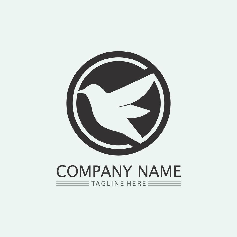 Birds and swallow dove logo design and vector animal wings and flying bird