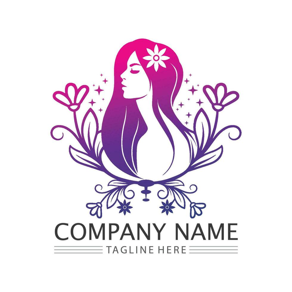 Beauty salon and spa logo vector icon design template