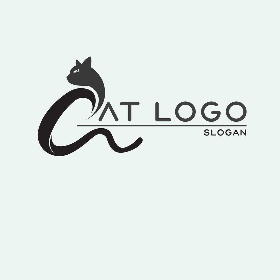 logotipo de gato y vector animal icono huella gatito calico logo perro símbolo dibujos animados carácter signo ilustración garabato diseño