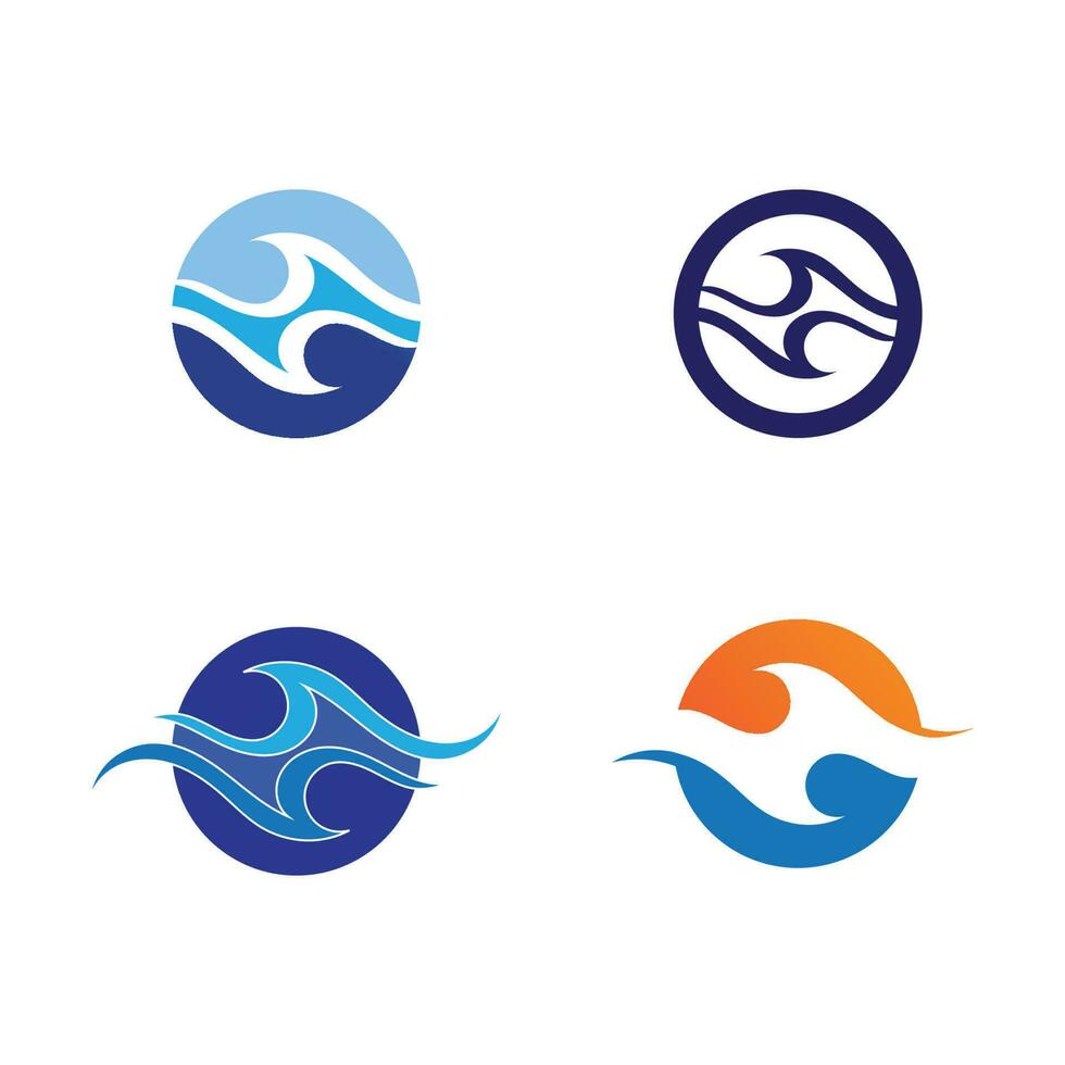 Aplicación de iconos de plantilla de logotipo y símbolos de playa de olas vector