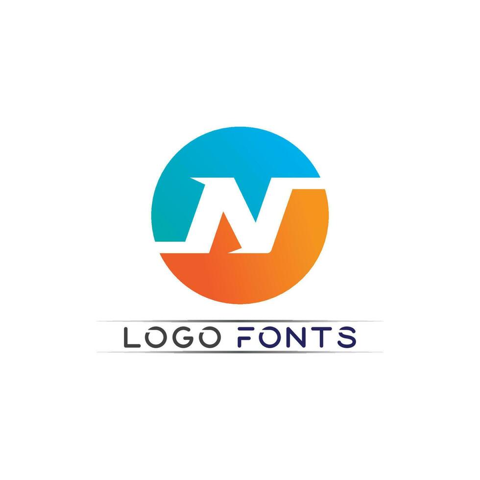 N logo font company logo business and letter initial N design vector and letter for logo