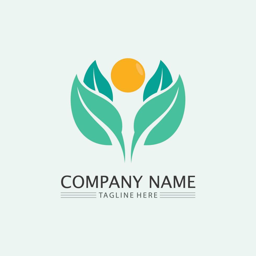 LEAF AND NATURE TREE LOGO FOR BUSINESS VECTOR GREEN PLANT ECOLOGY DESIGN