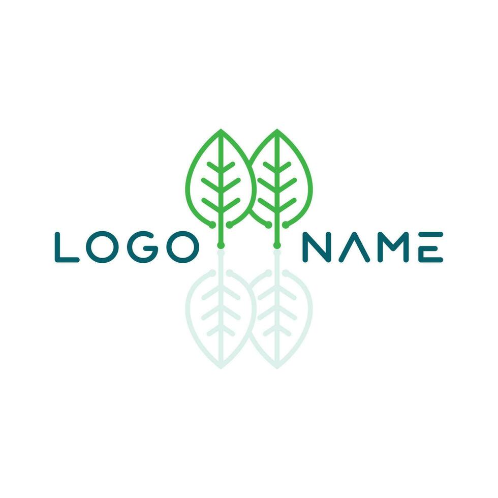 Tree leaf vector and green logo design friendly concept