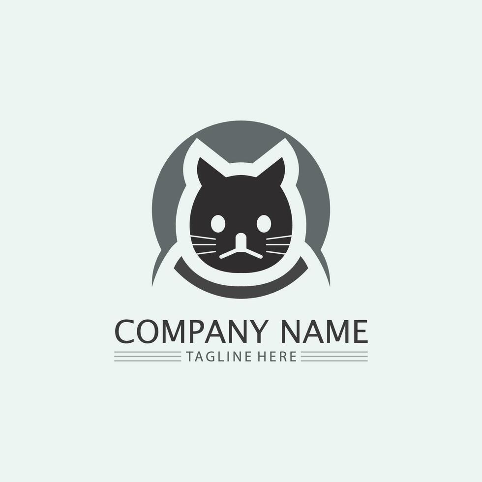 cat logo and vector animal icon footprint kitten calico logo dog symbol cartoon character sign illustration doodle design