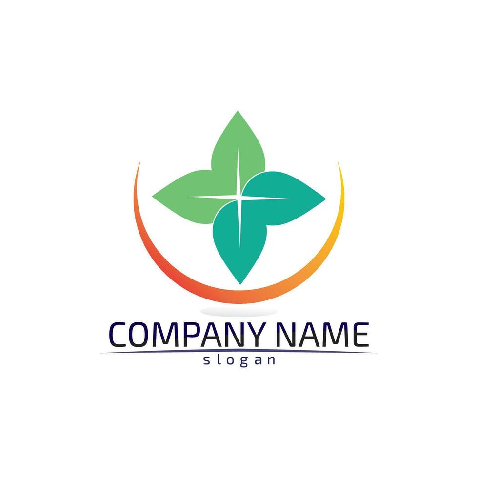 Tree leaf vector design eco friendly concept logo